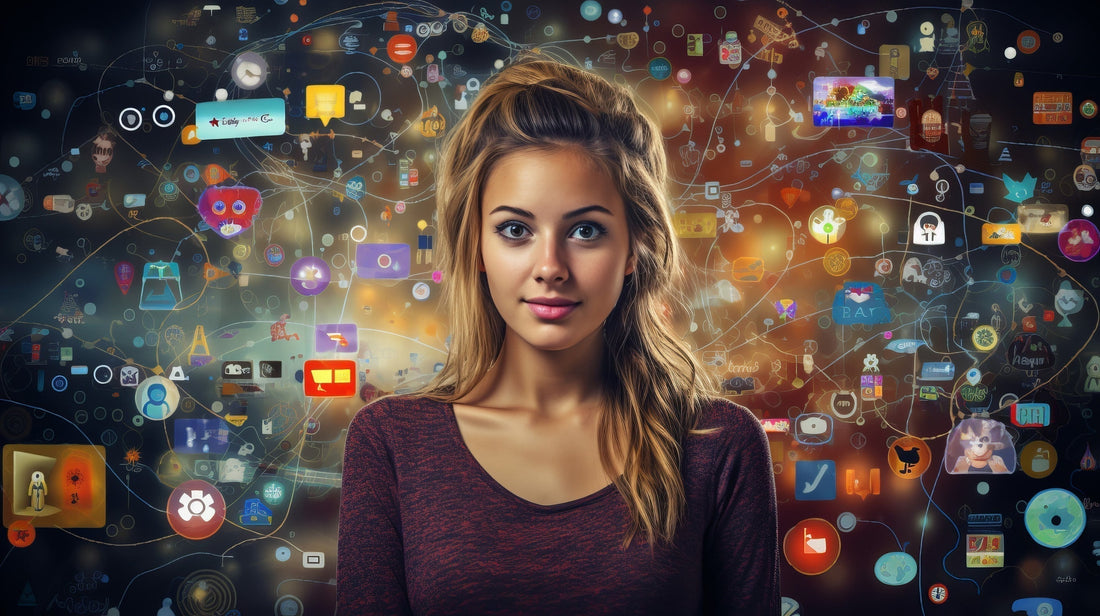 Fille dans un univers numérique