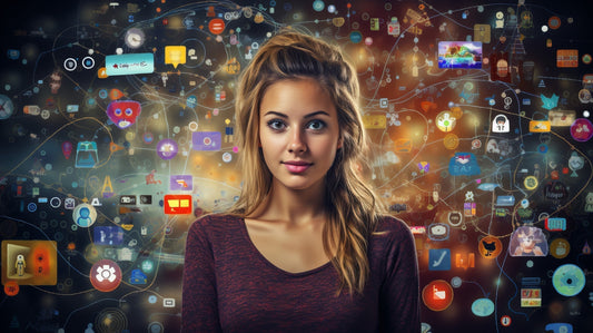 Fille dans un univers numérique