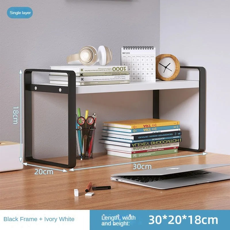 Étagère Bureau Malin | Métal, Bois & Zéro Encombrement 30x20x18 Blanc Noir Rangement bureau Clic ton jeu