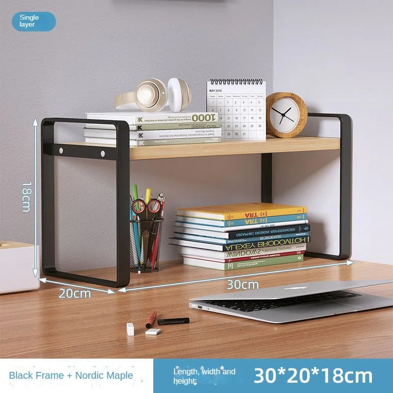 Étagère Bureau Malin | Métal, Bois & Zéro Encombrement 30x20x18 Bois Noir Rangement bureau Clic ton jeu