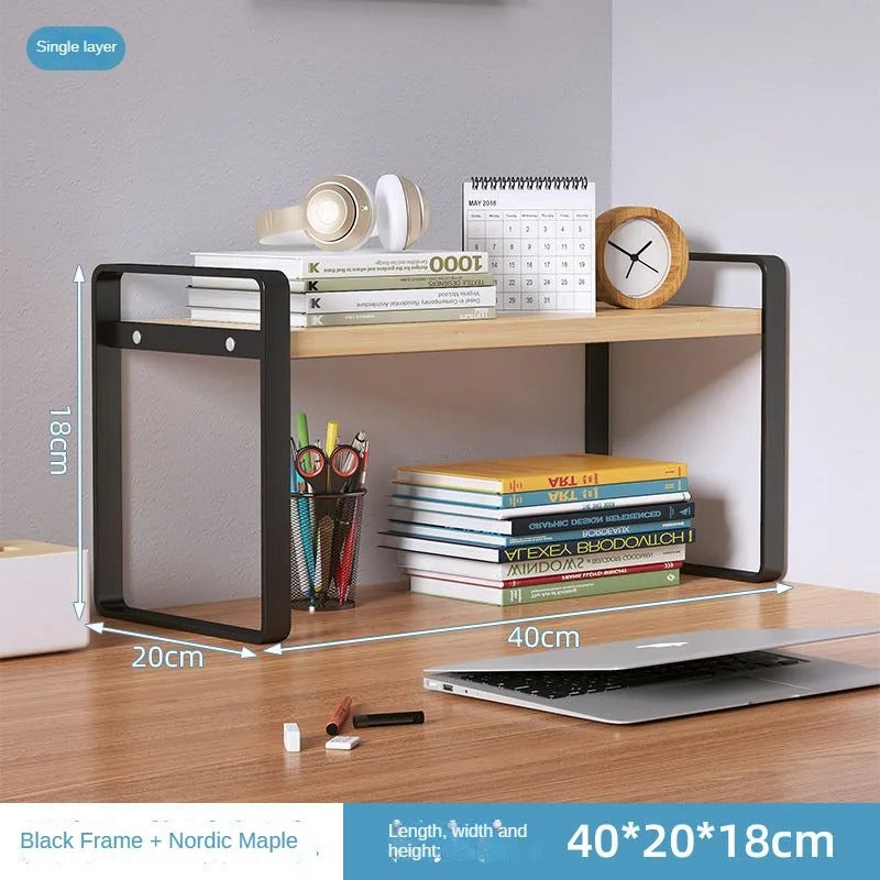 Étagère Bureau Malin | Métal, Bois & Zéro Encombrement 40x20x18 Bois Noir Rangement bureau Clic ton jeu