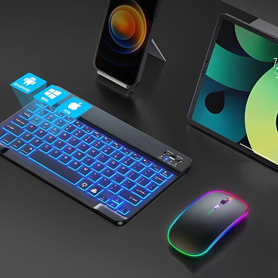 Clavier Bluetooth Compact Rétroéclairé RGB – Touches Silencieuses & Rechargeable Claviers & Périphériques Clic ton jeu