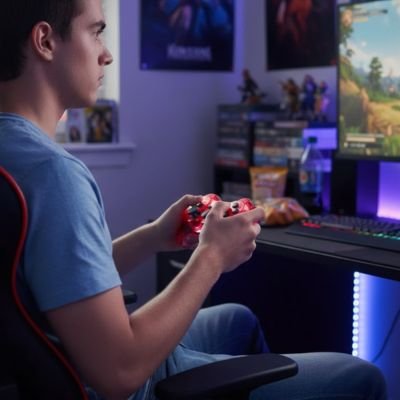 Manette PC sans fil | 3 Coloris Ergonomique Rouge Manette PC Clic ton jeu