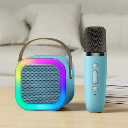 Micro Karaoké | Enceinte LED Solo & Duo Bleu Solo Microphone karaoké Clic ton jeu