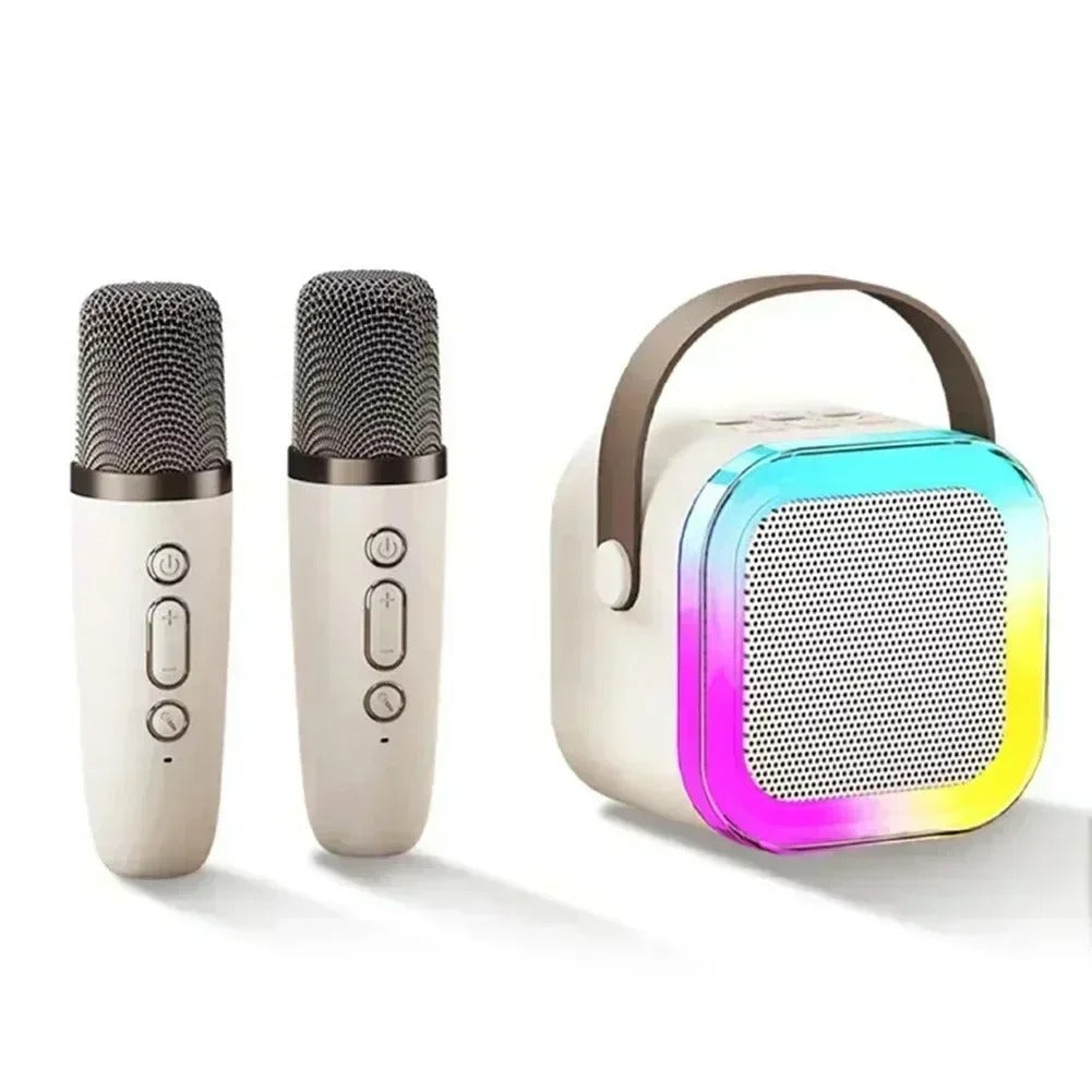 Micro Karaoké | Enceinte LED Solo & Duo Beige Duo Microphone karaoké Clic ton jeu