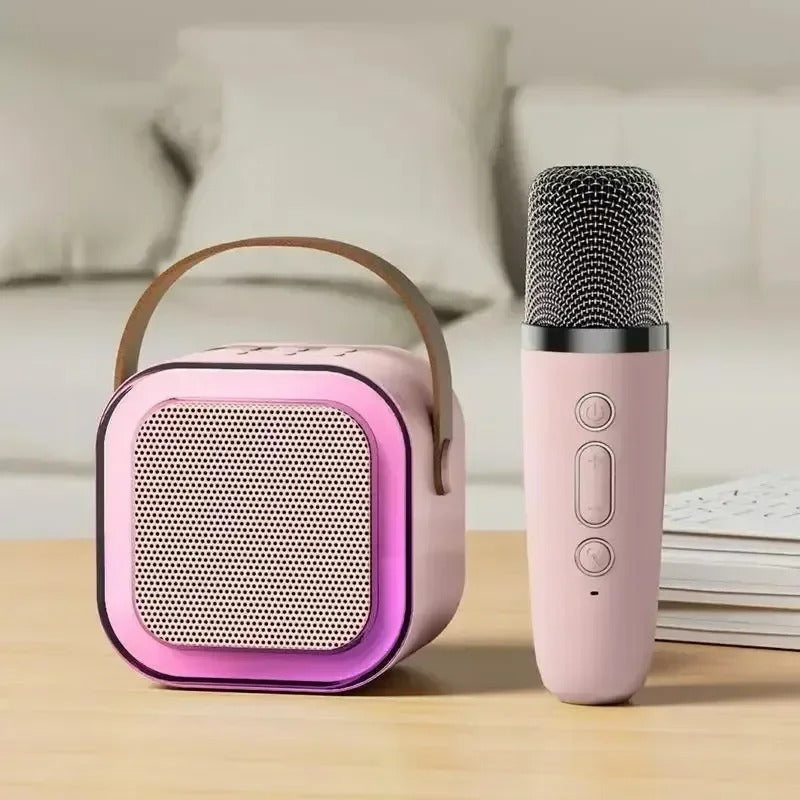 Micro Karaoké | Enceinte LED Solo & Duo Rose Solo Microphone karaoké Clic ton jeu