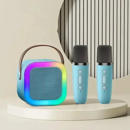Micro Karaoké | Enceinte LED Solo & Duo Bleu Duo Microphone karaoké Clic ton jeu